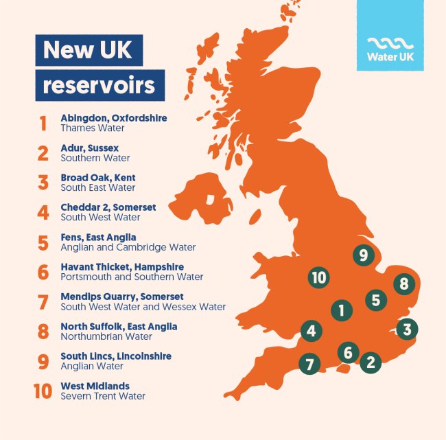Map of new reservoirs