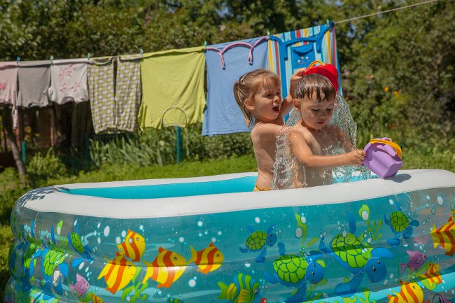 Children in paddling pool